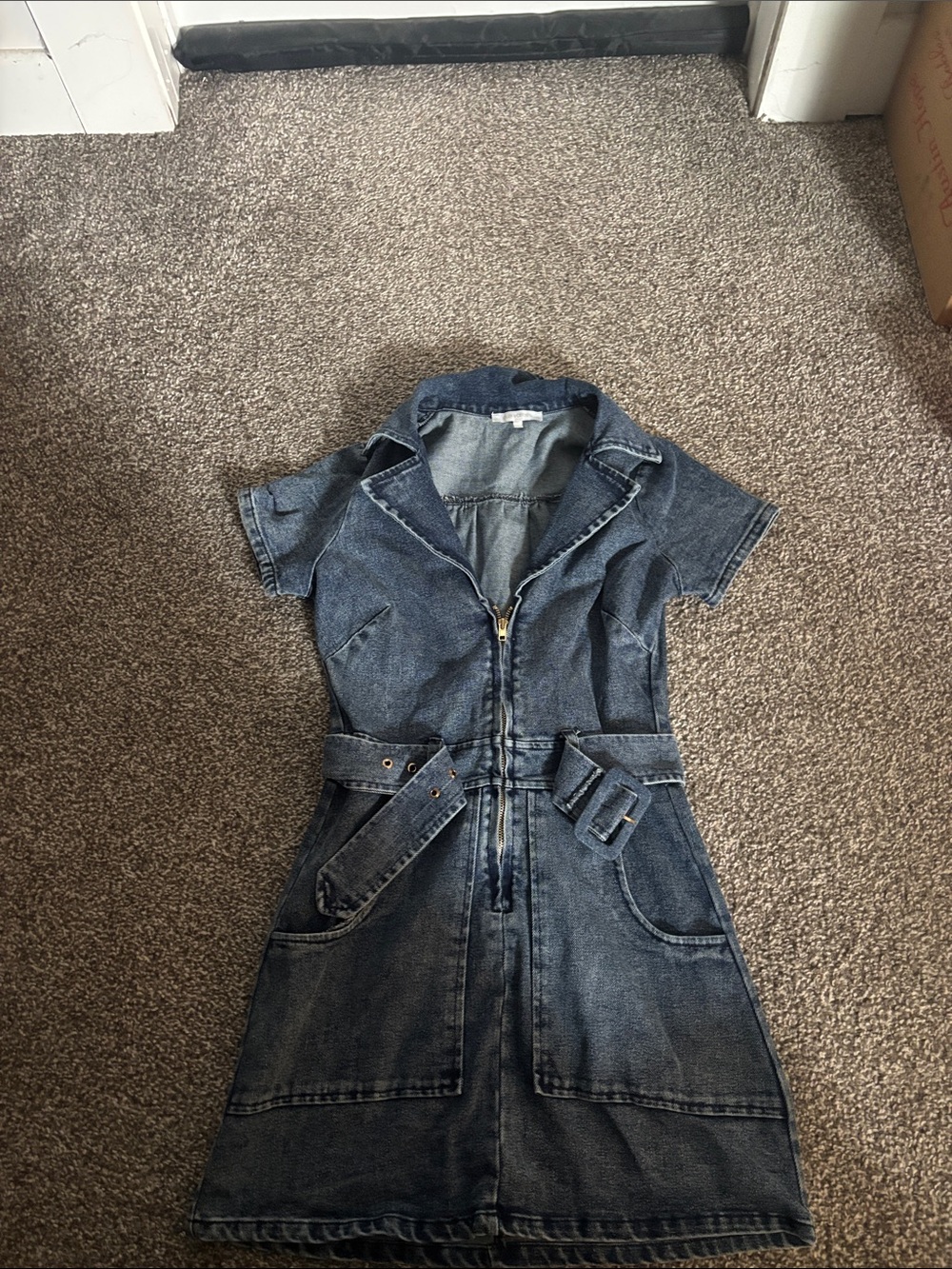 Olivaceous Two-Tone Denim dress